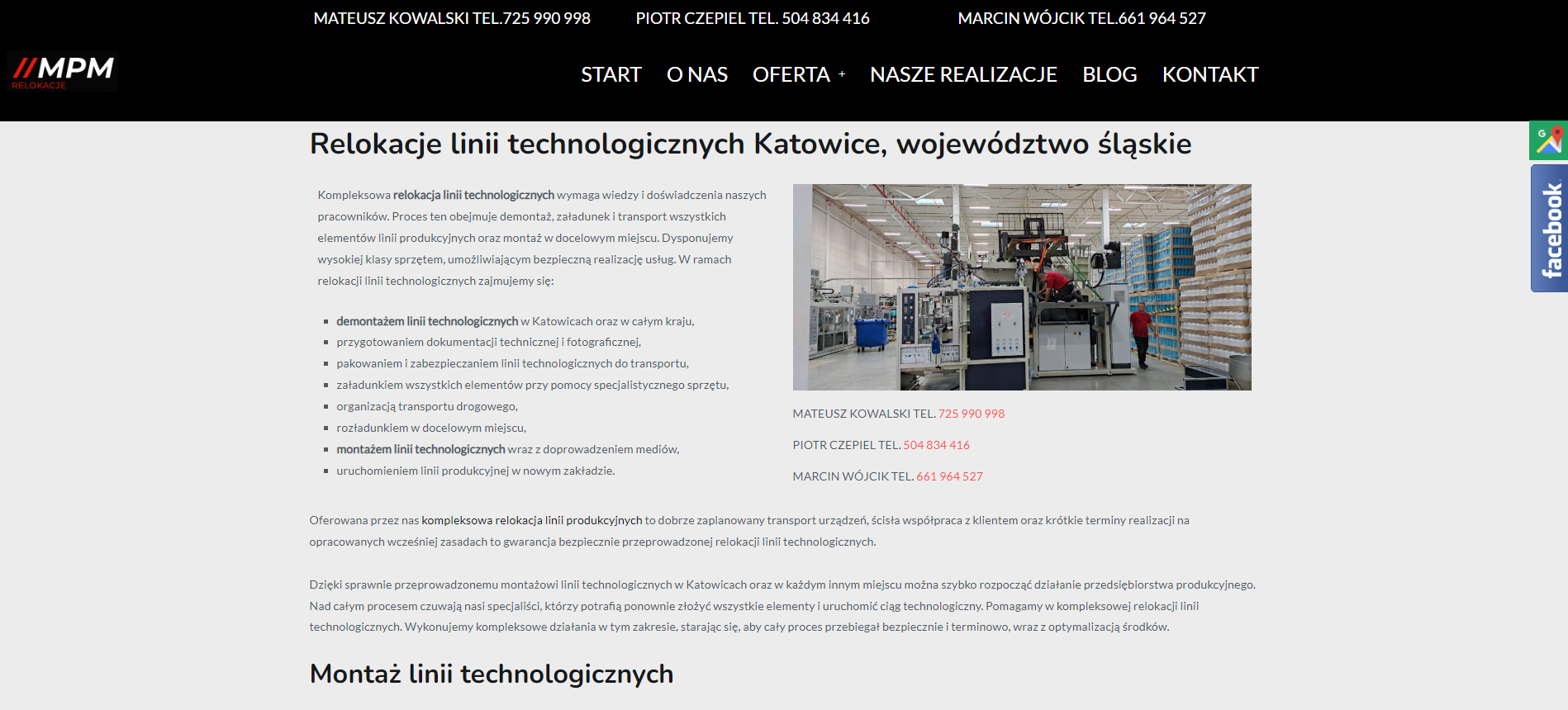 Relokacje linii technologicznych w przemyśle chemicznym i energetycznym